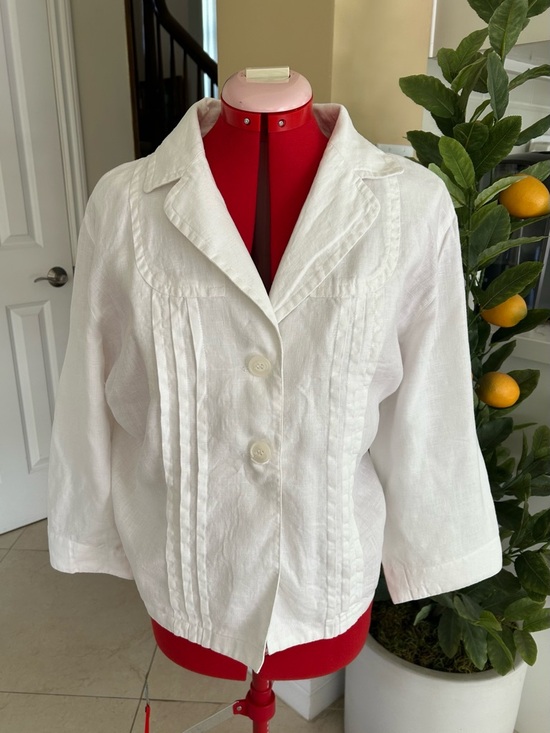 Chico's Jackets & Blazers - Chicos size 3 Women’s White 100%  Linen Button-Front Jacket